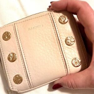Hammitt 5 North Beige Leather Wallet with Gold Details